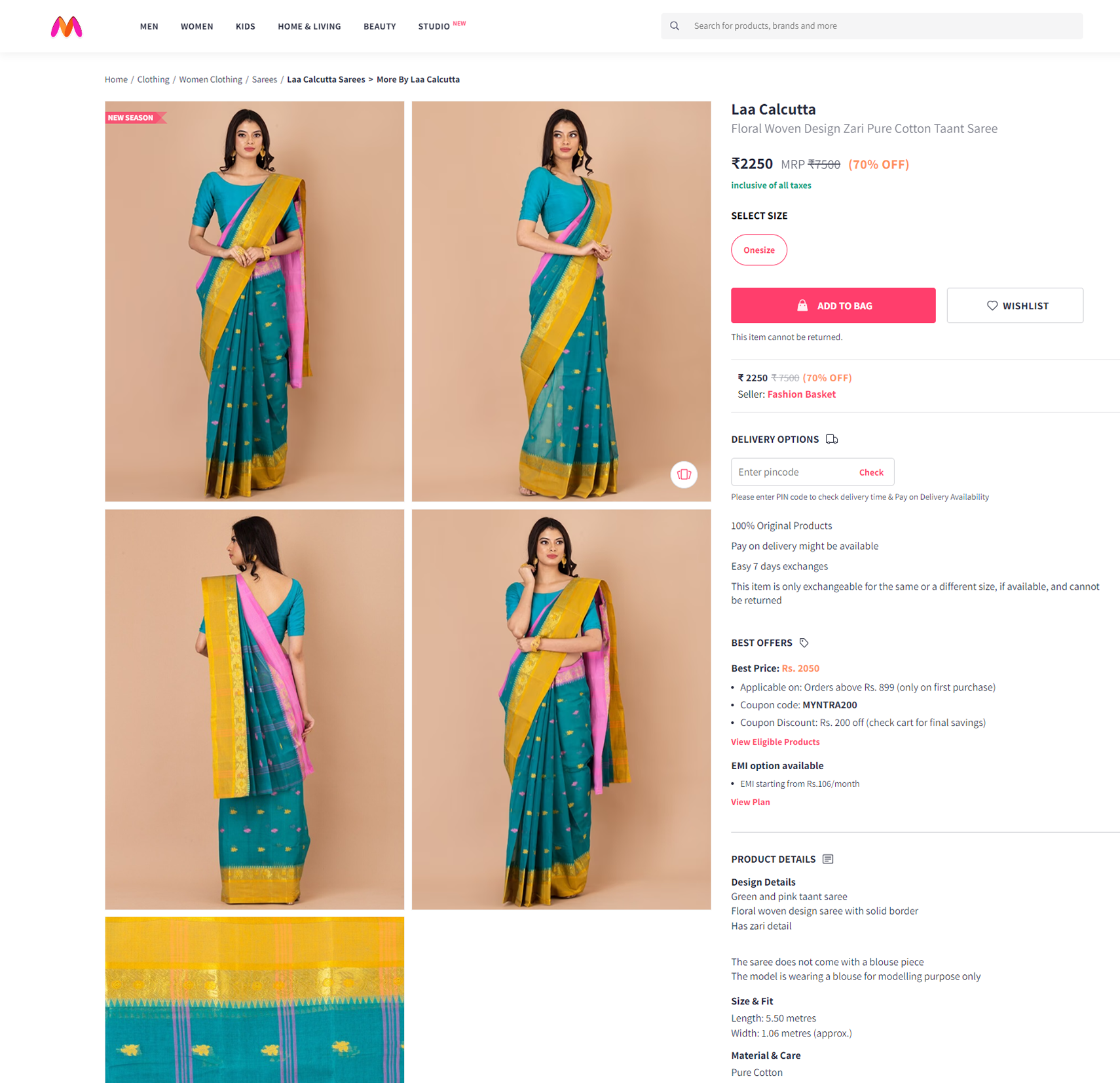 Myntra Approved Photographer for Saree Shoot in Kolkata